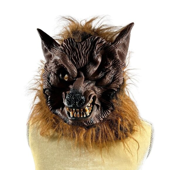 Halloween Werewolf Mask Full Head Costume Scary Fangs Teeth Horror Adult‎ - Picture 1 of 6